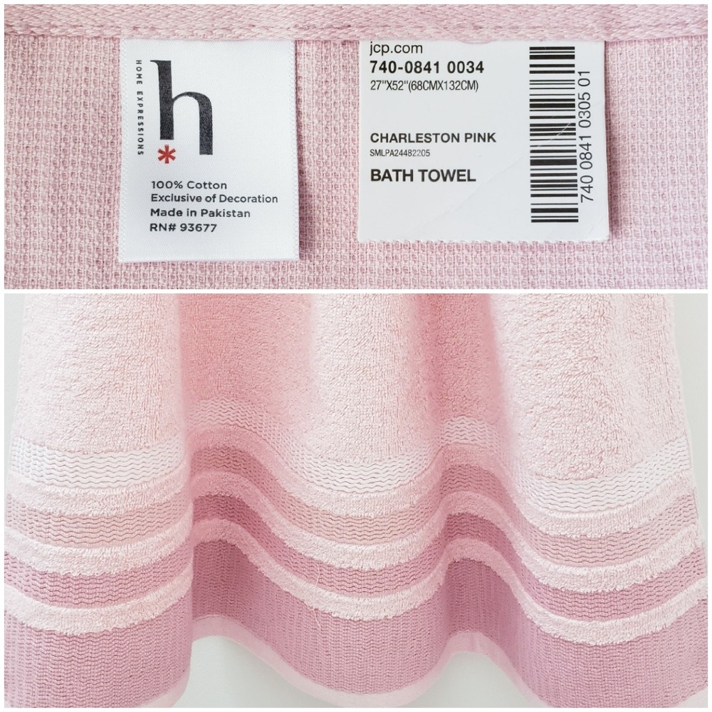 🆒️💘#0972-D ●New! Pink Hang'N'Snap Bath Towel 27x52 🤍Select your snap - Picture 5 of 9